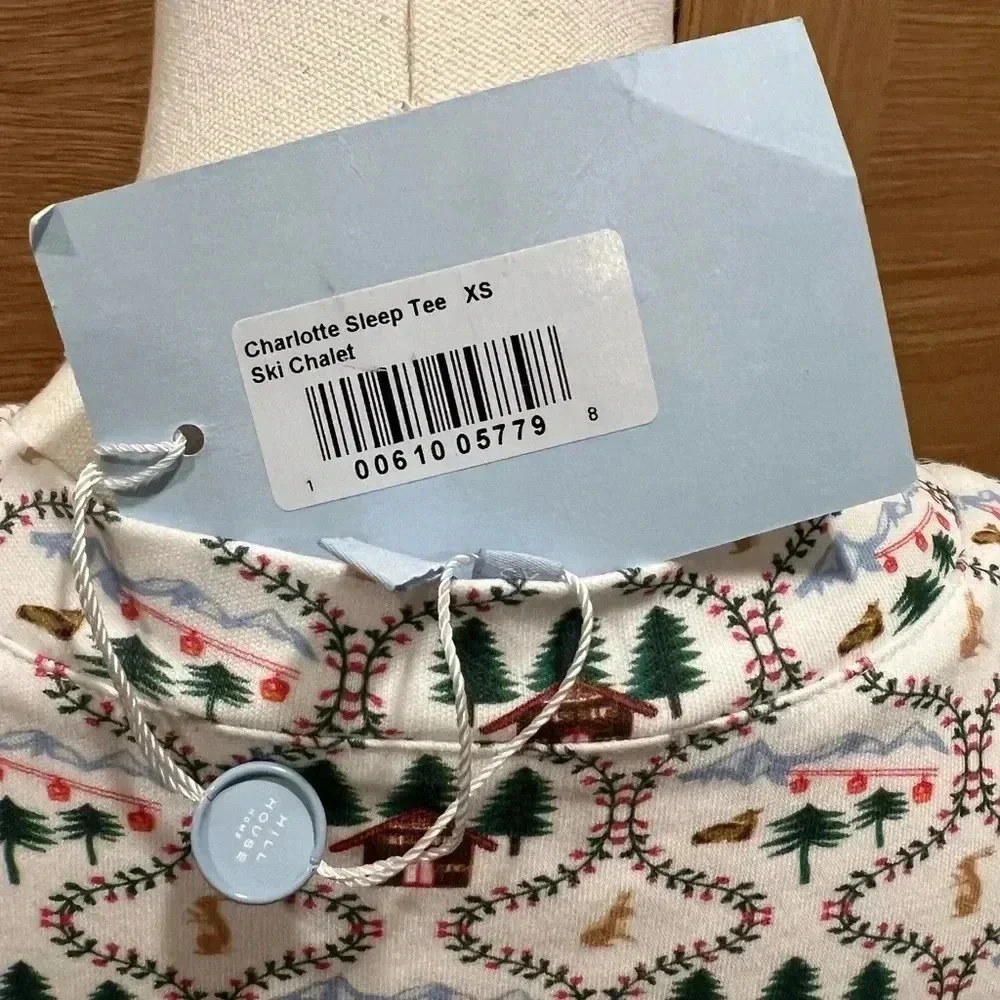 Hill House - Charlotte Sleep Tee - Ski Chalet pattern - Size X-Small